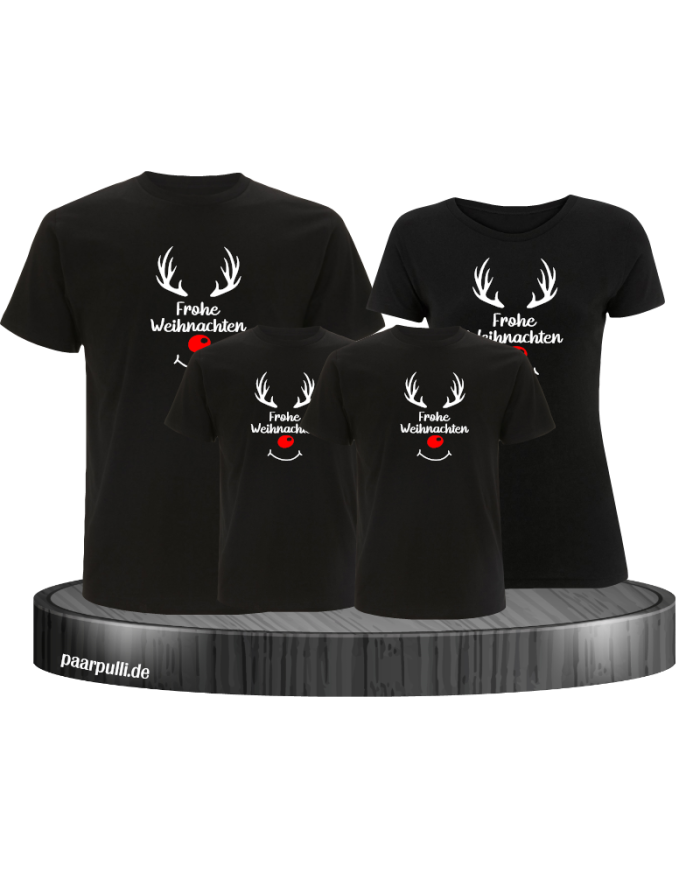 Reh Frohe Weihnachten 4er Familienlook T-Shirts mit coolem Design