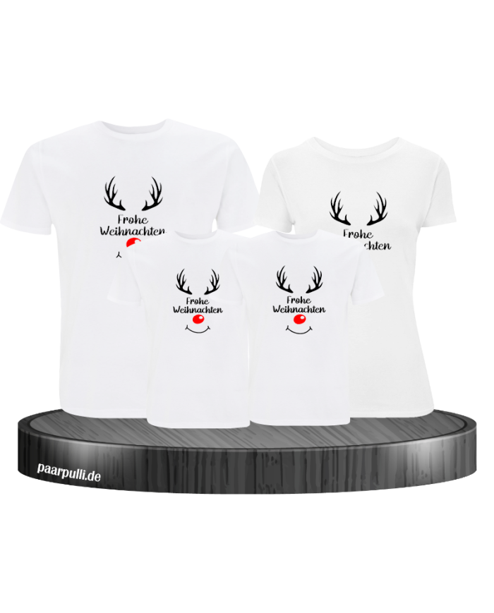 Reh Frohe Weihnachten 4er mit Design T-Shirts Familienlook coolem