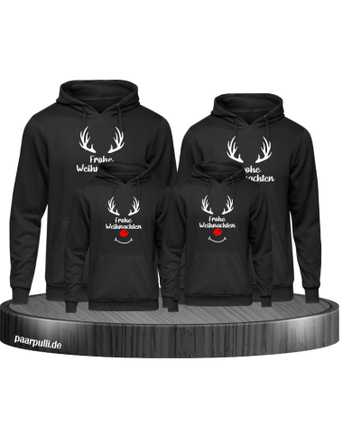Reh Familienset Hoodies 4er in schwarz Reh Familienset Hoodies 4er in schwarz