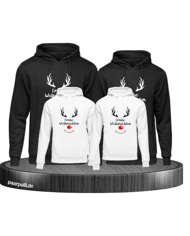 Reh Familienset Hoodies 4er in schwarz weiß Reh Familienset Hoodies 4er in schwarz weiß