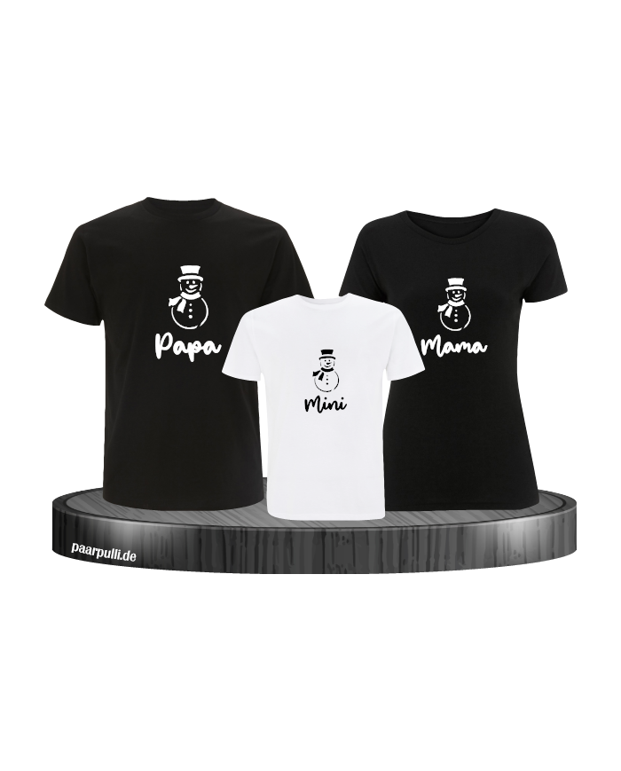 Schneemann T-Shirt Set schwarz und weiß