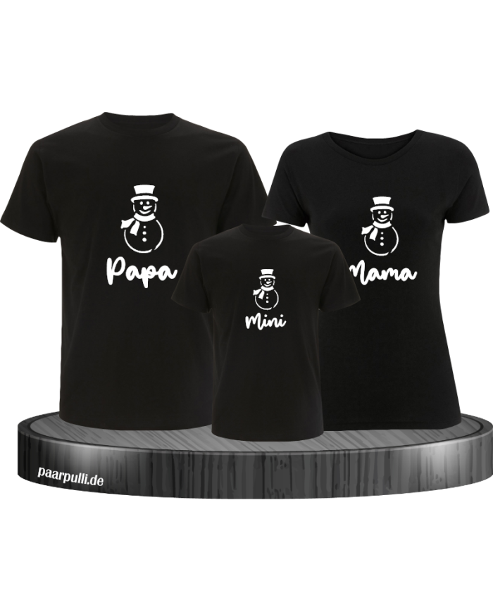 Schneemann T-Shirt Set schwarz