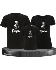 Schneemann T-Shirt Set schwarz