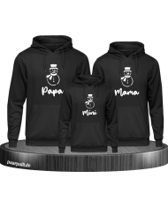 Schneemann Papa Mama und Mini Familien-Set Hoodies schwarz