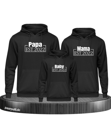 Papa, Mama und Baby mit Wunschjahr Familienlook Hoodies Papa, Mama und Baby mit Wunschjahr Familienlook Hoodies