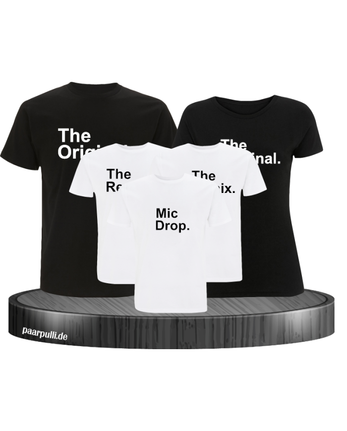 The Original The Remix und Mic Drop Familienlook Partner Set für die Familie in schwarz und weiß