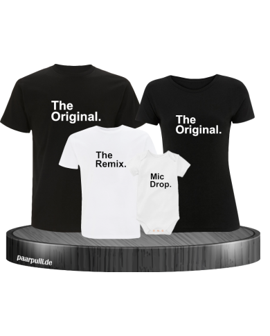 The Original The Remix und Mic Drop Familienlook Partner Set für die Familie in schwarz weiß The Original The Remix und Mic Drop Familienlook Partner Set für die Familie in schwarz weiß