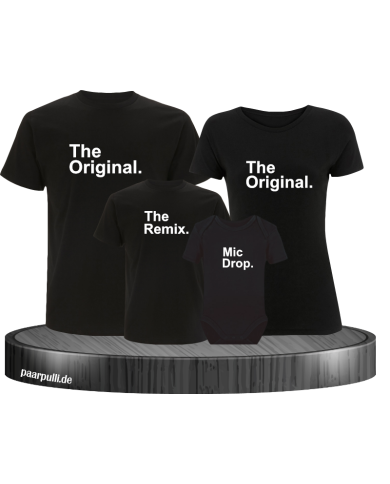 The Original The Remix und Mic Drop Familienlook Partner Set für die Familie in schwarz The Original The Remix und Mic Drop Familienlook Partner Set für die Familie in schwarz
