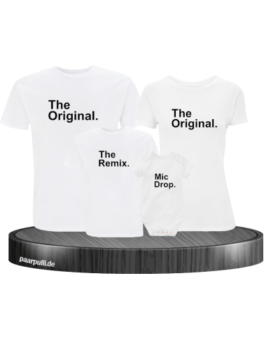 The Original The Remix und Mic Drop Familienlook Partner Set für die Familie in weiß The Original The Remix und Mic Drop Familienlook Partner Set für die Familie in weiß