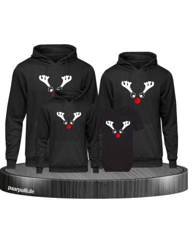 Schwarzes Rentier Familien Hoodie Set Schwarzes Rentier Familien Hoodie Set