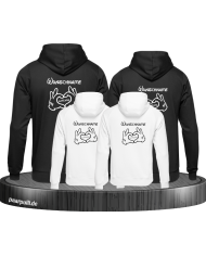Bedruckte Hoodies mit Wunschname und Comic Hand