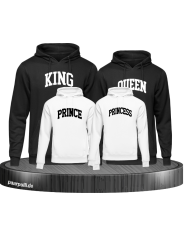 King Queen Prince Princess Familienlook Pullis in schwarz weiß