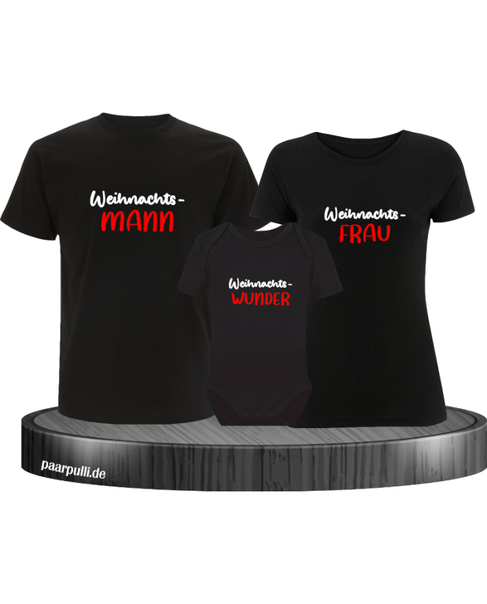 Weihnachtswunder Familien-Set T-Shirts Baby schwarz