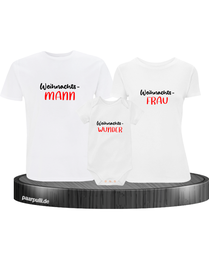 Weihnachtswunder Familien-Set T-Shirts Baby weiß