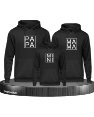 Papa Mama Mini hoodies Familienlook in schwarz