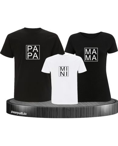 Papa Mama Mini Familienlook in schwarz weiß Papa Mama Mini Familienlook in schwarz weiß