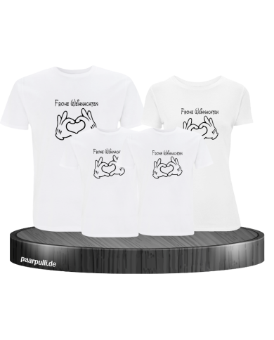 Frohe Weihnachten Familienlook 4 T-Shirts in weiß Frohe Weihnachten Familienlook 4 T-Shirts in weiß
