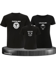 Löwen Familie Mama Papa Kind 3er Familien-Set in schwarz