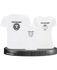 Löwen Familie Mama Papa Kind 3er Familien-Set in weiß