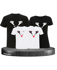 Rentier Familienlook für Weihnachten für die Familie bedruckt auf schwarz weiße t-shirts