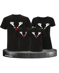 Rentier Familienlook für Weihnachten für die Familie bedruckt auf schwarz t-shirts