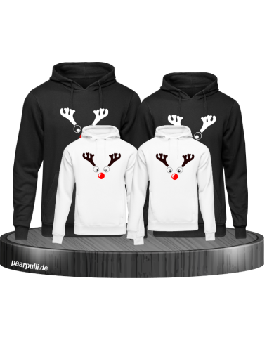 Rentier Familienlook für Weihnachten für die Familie bedruckt auf schwarz weiße hoodies Rentier Familienlook für Weihnachten für die Familie bedruckt auf schwarz weiße hoodies