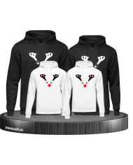Rentier Familienlook für Weihnachten für die Familie bedruckt auf schwarz weiße hoodies