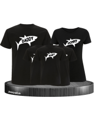 Hai Familie Daddy Mommy Sister Brother Baby 5er Familylook Set in schwarz