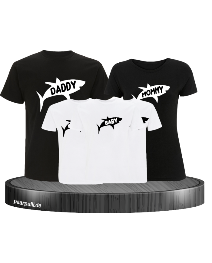 Hai Familie Daddy Mommy Sister Brother Baby 5er Familylook Set in schwarz weiß