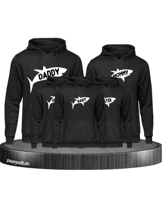 hai familie 5er hoodies schwarz