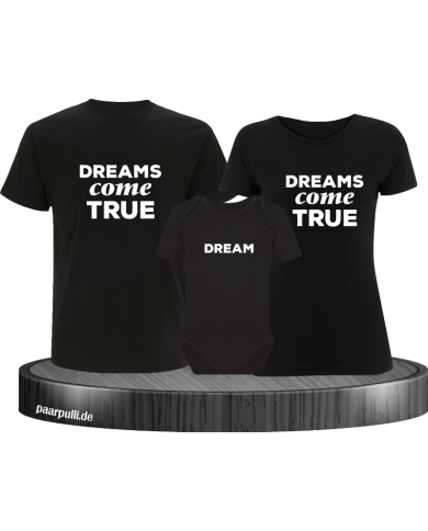 Dreams Come True Familienlook T-Shirts mit Baby-Body in schwarz Dreams Come True Familienlook T-Shirts mit Baby-Body in schwarz