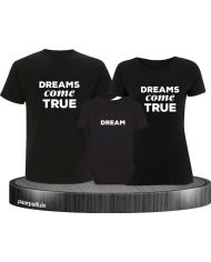 Dreams Come True Familienlook T-Shirts mit Baby-Body in schwarz
