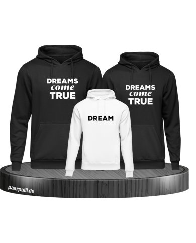 Dreams Come True Familienlook Hoodies in schwarz weiß Dreams Come True Familienlook Hoodies in schwarz weiß