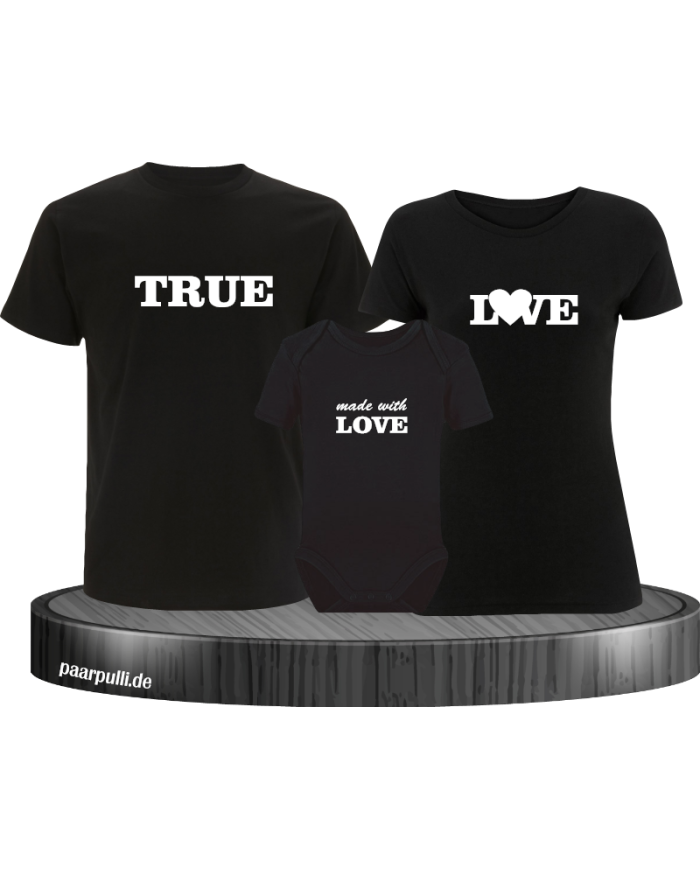 True love familienlook T-Shirt set in schwarz