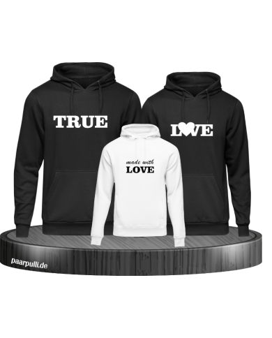 True love familienlook hoodie set in schwarz weiß True love familienlook hoodie set in schwarz weiß