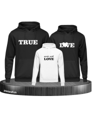 True Love und made with Love Familienlook Hoodies