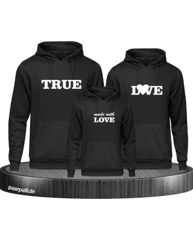 True love familienlook hoodie set in schwarz True love familienlook hoodie set in schwarz
