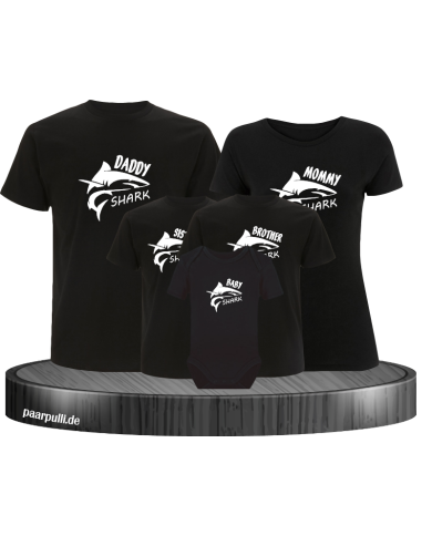 T-Shirts bedruckt für die Familie als Hai Familie in schwarz T-Shirts bedruckt für die Familie als Hai Familie in schwarz