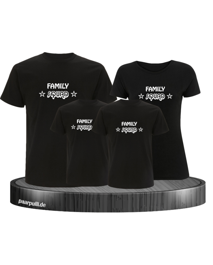 Family Squad T-Shirts für die Familie in schwarz