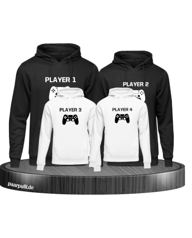 Player Familie Set Hoodies in Schwarz-Weiß Player Familie Set Hoodies in Schwarz-Weiß