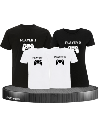 Player Familie Set T-Shirts in Schwarz-Weiß Player Familie Set T-Shirts in Schwarz-Weiß