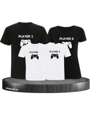 Player Familie Set T-Shirts in Schwarz-Weiß