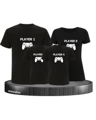 Player Familie Set T-Shirts in Schwarz
