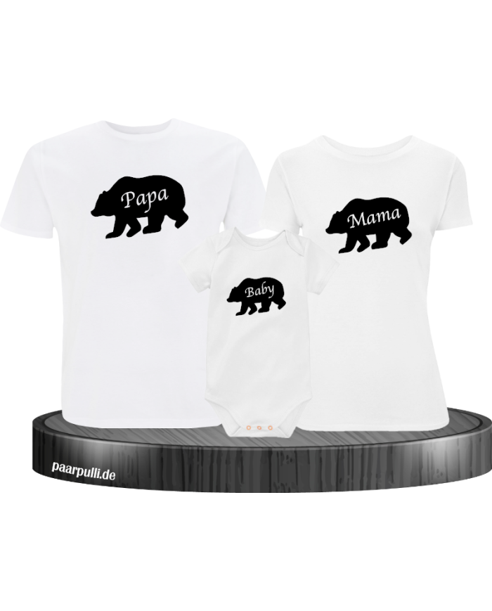 Bären Familie Papa Mama und Baby Familienlook in weiß