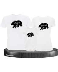 Papa, Mama und Baby Bären mit Baby-Body Famiienlook Set