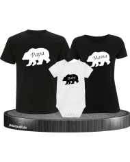 Bären Familie Papa Mama und Baby Familienlook in schwarz