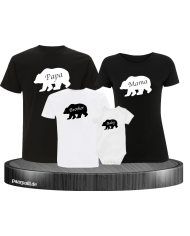 Bären Familie Papa Mama Sister/Brother und Baby Familienlook in schwarz weiß