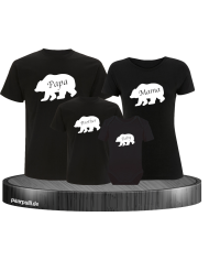 Bären Familie Papa Mama Sister/Brother und Baby Familienlook in schwarz