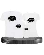 Bären Familie Papa Mama Sister/Brother und Baby Familienlook in weiß