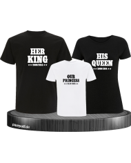 Her King, His Queen und Our Princess mit Wunschdatum Familien-Shirts
